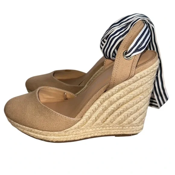 Express Women's Espadrille Wedge Platform Sandals Ribbon ankle Lace up sz:6 - Picture 7 of 13